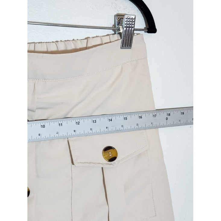 Fusionista Cream Layered Cargo Maxi Skirt Size Large NWT