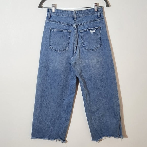 Uniqlo Cropped Wide-Leg Distressed Jeans Size 25
