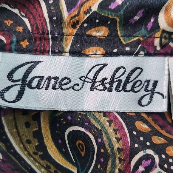 Jane Ashley Multi-Color Paisley Silk Button Down Blouse NWT Size Large
