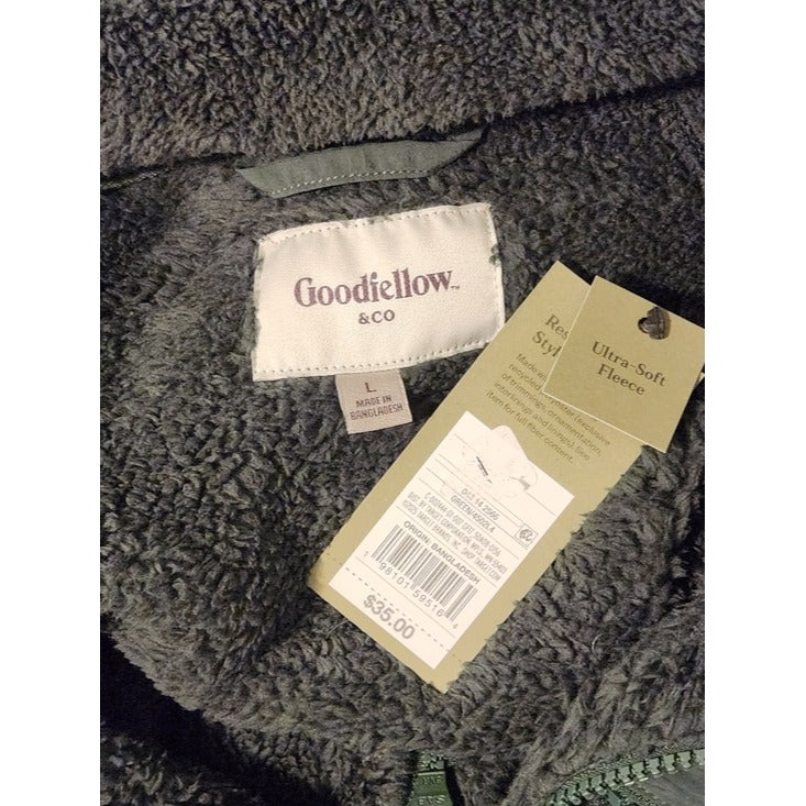 Goodfellow Green Fleece Zip-Up Jacket Size Large NWT