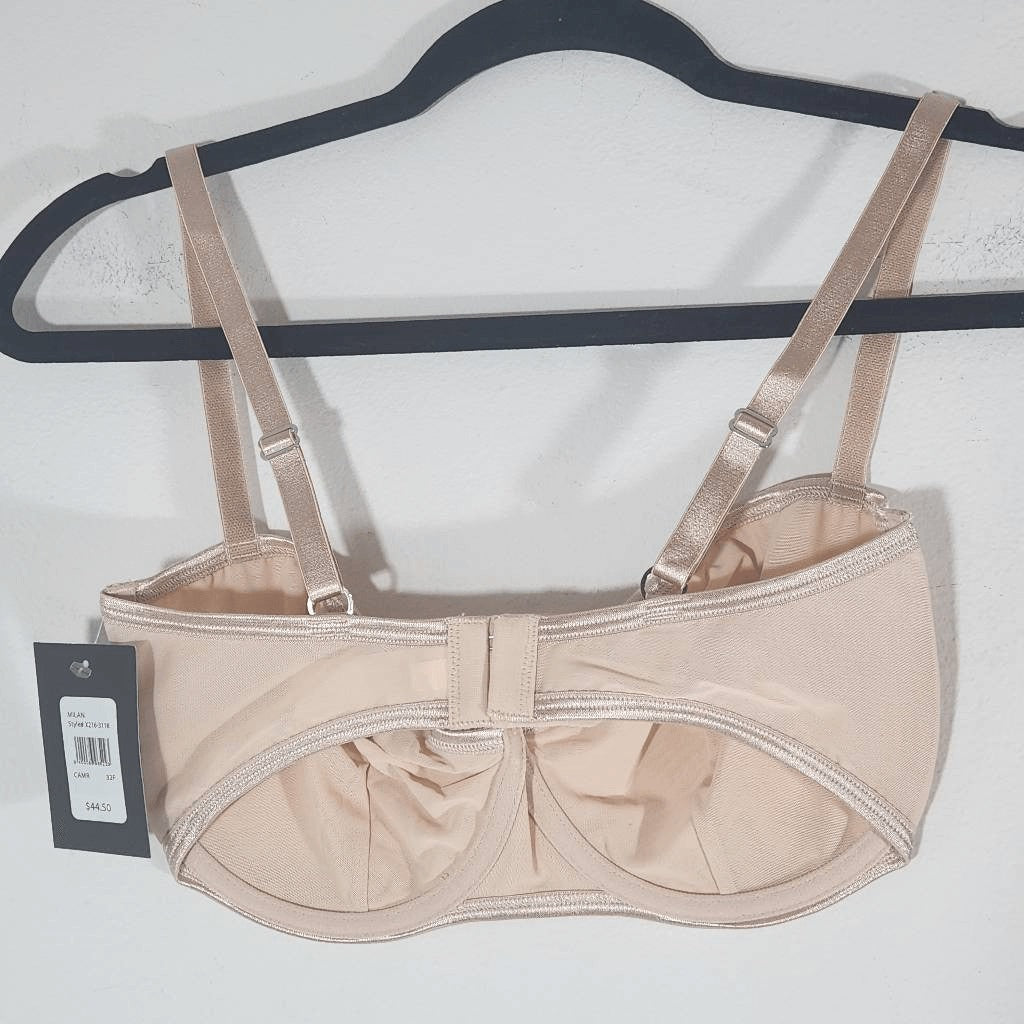 Frederick's of Hollywood Nude Mesh Balconette Bra Size 32F NWT Everyday Nude Bra