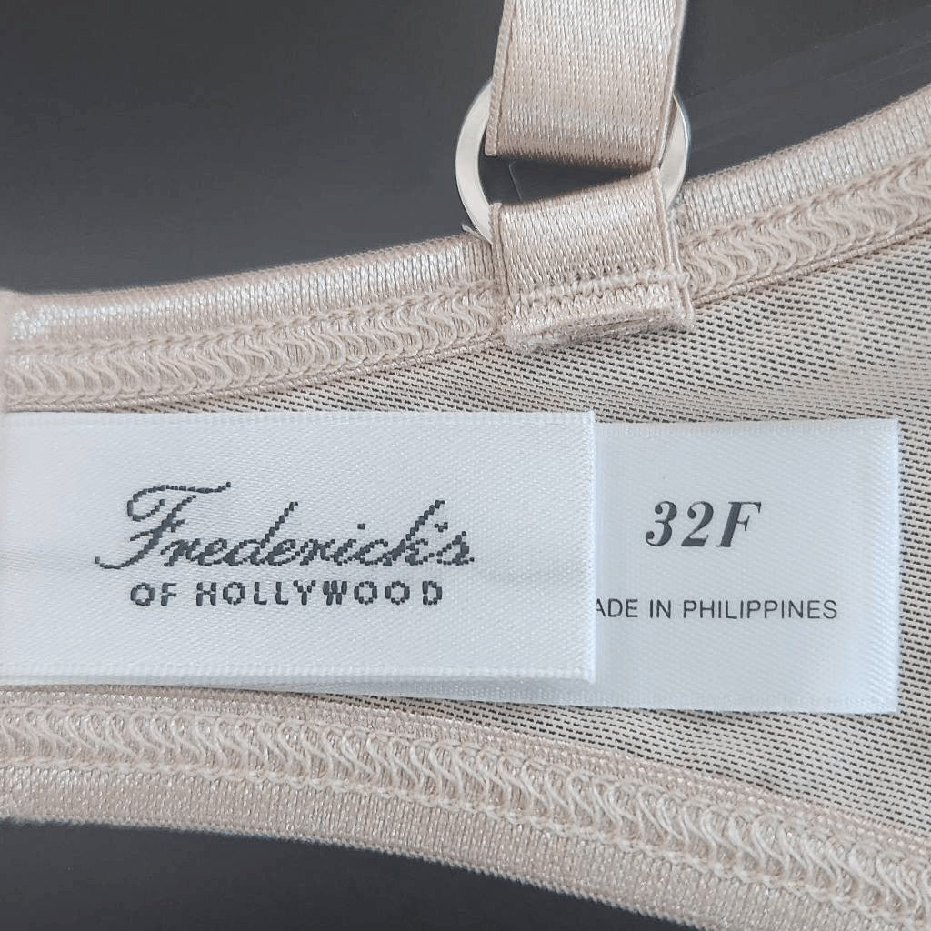 Frederick's of Hollywood Nude Mesh Balconette Bra Size 32F NWT Everyday Nude Bra
