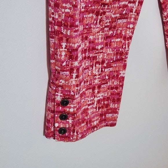 Ruby Rd. Pink Print Tapered Leg Cropped Pants Size 18 Pink Capri Pants