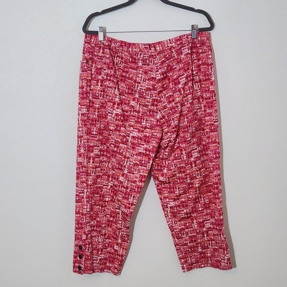 Ruby Rd. Pink Print Tapered Leg Cropped Pants Size 18 Pink Capri Pants