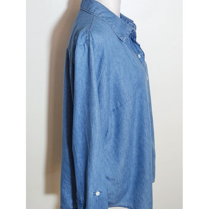 Kim Rogers Chambray Blouse Size Petite Large