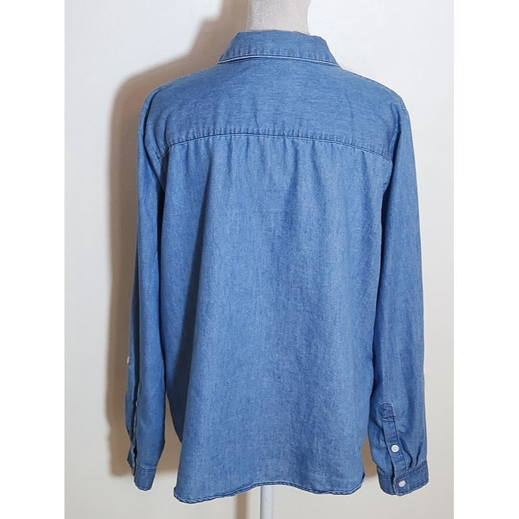 Kim Rogers Chambray Blouse Size Petite Large