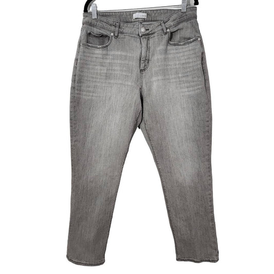 Loft Gray Jeans Size 12 Loft The Girlfriend Gray Distressed Jeans