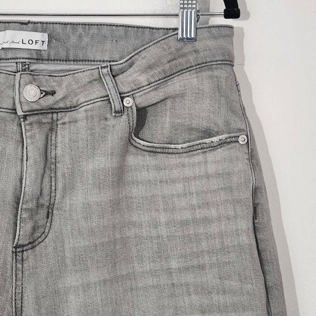 Loft Gray Jeans Size 12 Loft The Girlfriend Gray Distressed Jeans