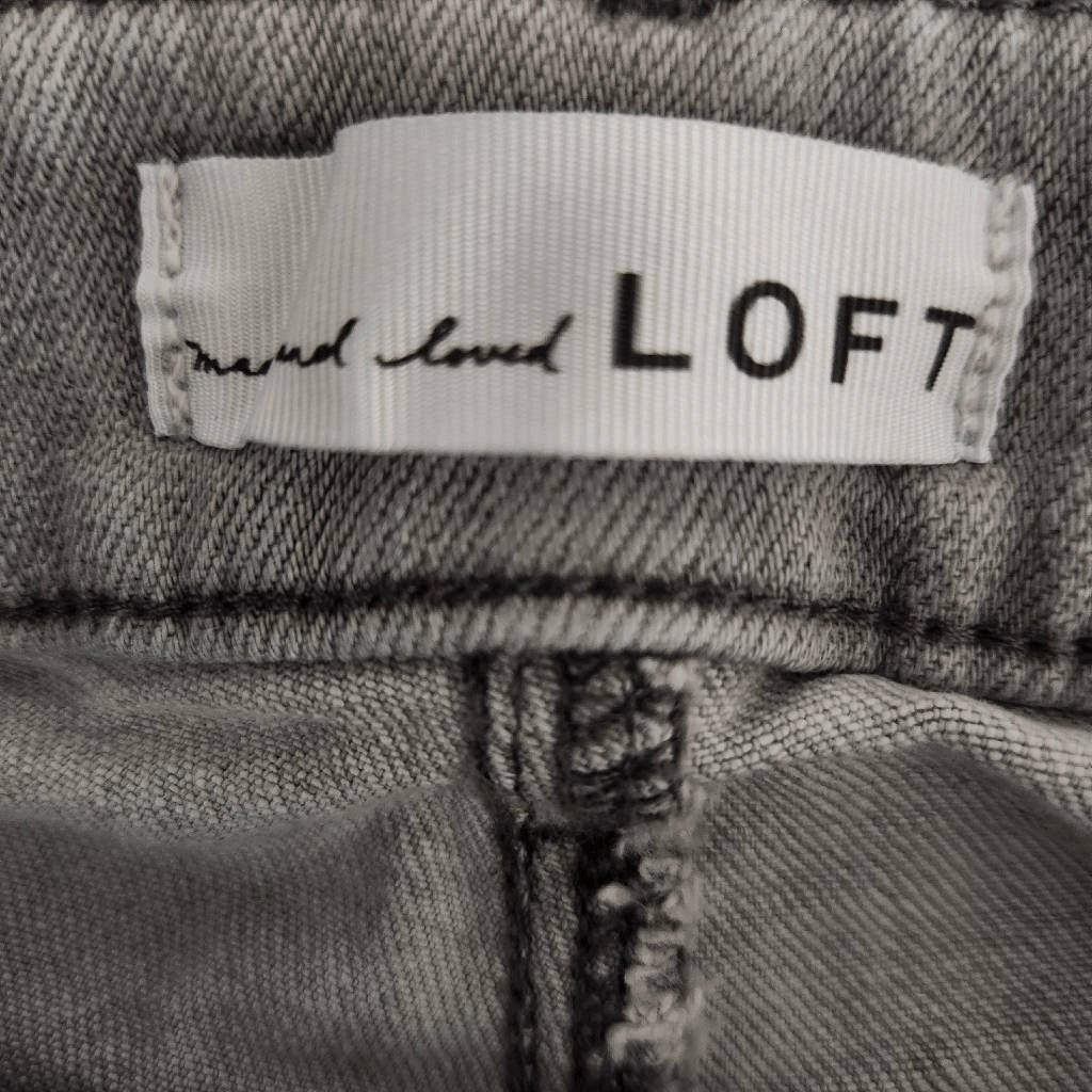 Loft Gray Jeans Size 12 Loft The Girlfriend Gray Distressed Jeans