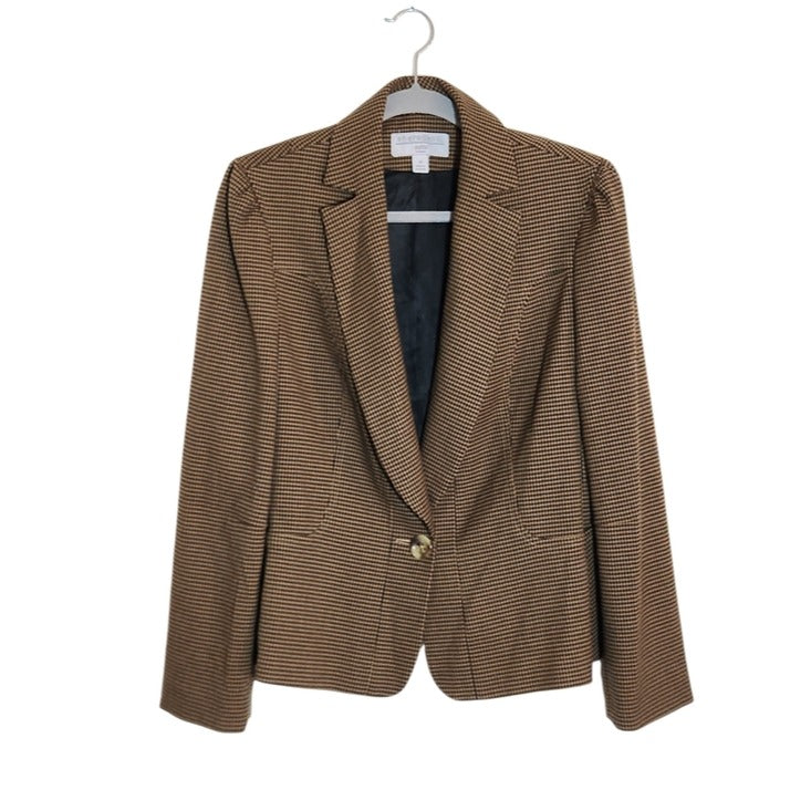 Sharagano Womens Brown and Black Houndstooth Blazer Size 14