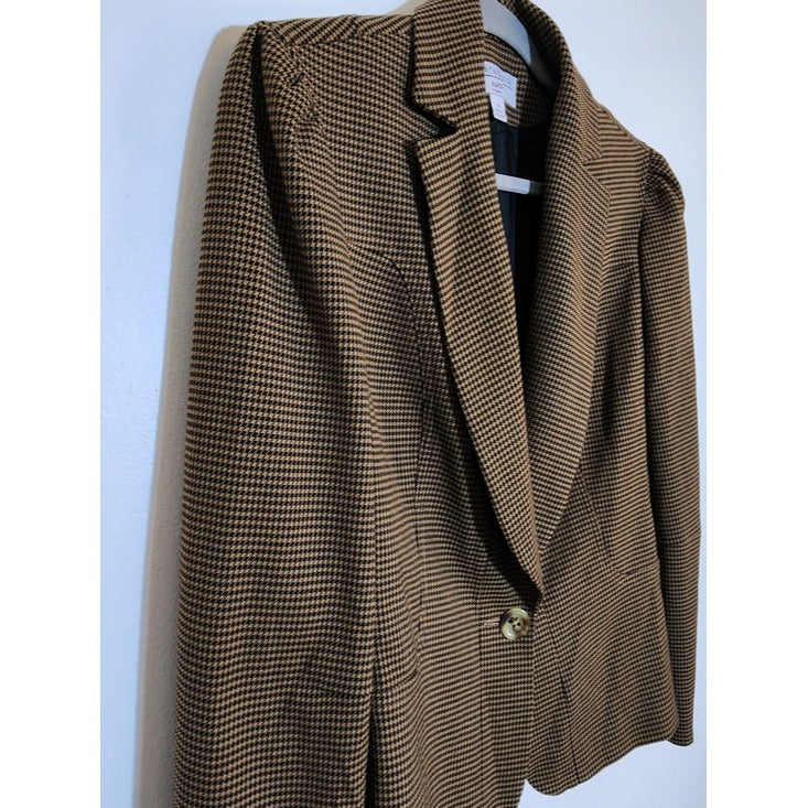 Sharagano Womens Brown and Black Houndstooth Blazer Size 14