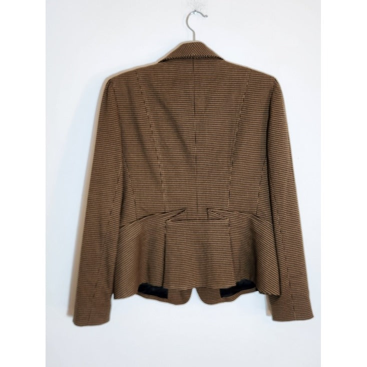 Sharagano Womens Brown and Black Houndstooth Blazer Size 14