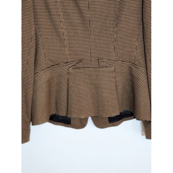 Sharagano Womens Brown and Black Houndstooth Blazer Size 14