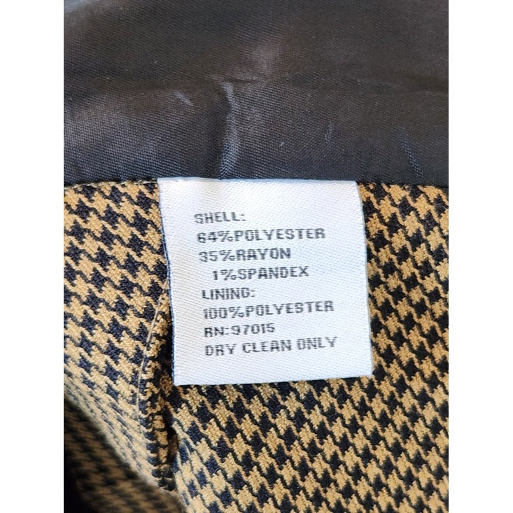 Sharagano Womens Brown and Black Houndstooth Blazer Size 14