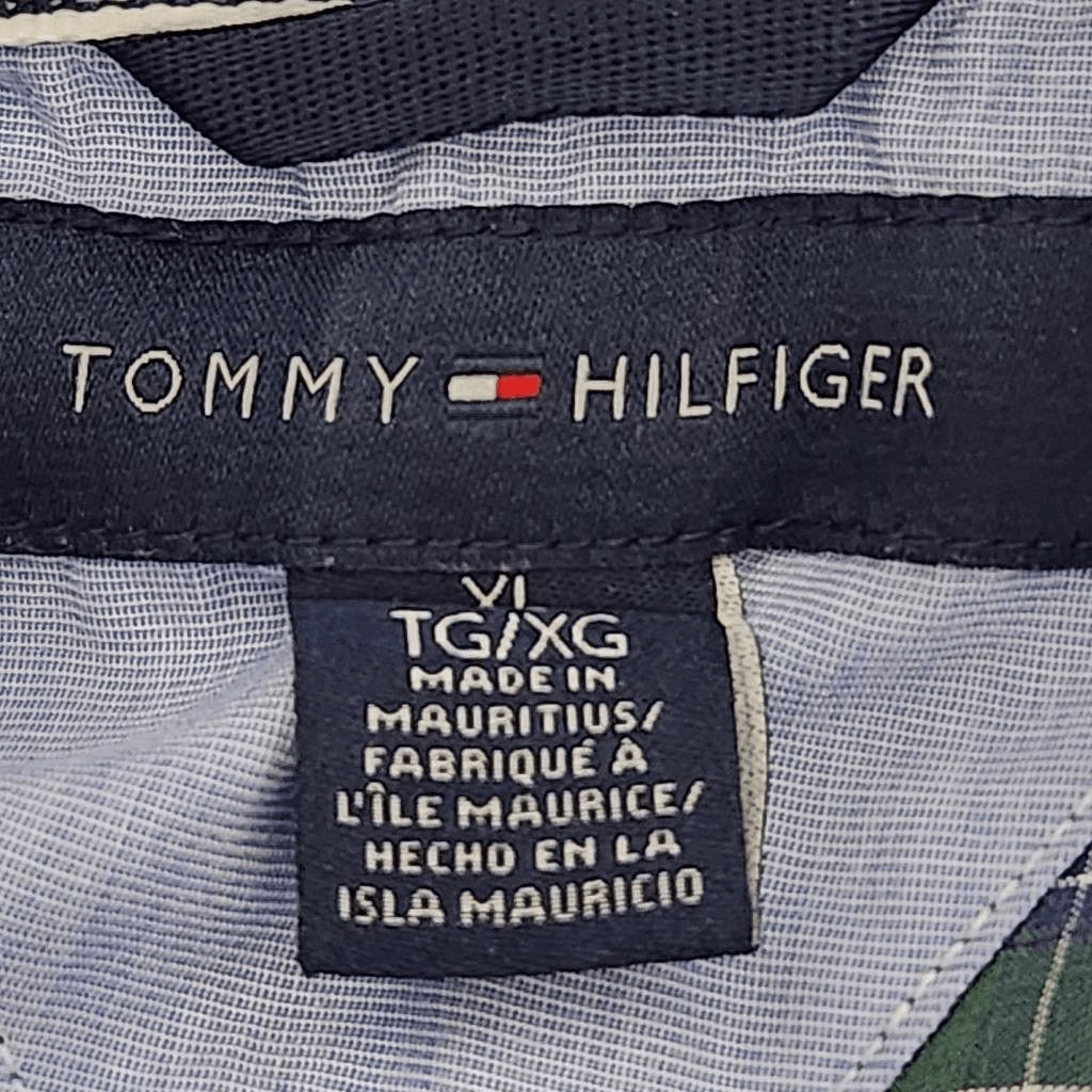 Tommy Hilfiger Green Plaid Button-Down Shirt Size XL Cotton Poplin Button-Up