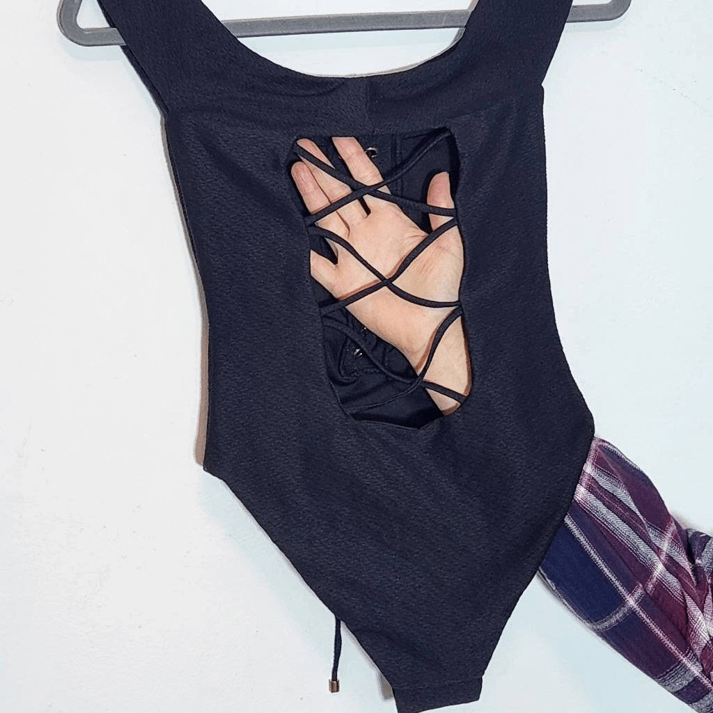 Blue Life Swim Black off the Shoulder Swimsuit NWOT Size Medium Black One-Piece