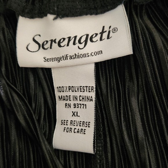 Serengeti Black Pleated Wide-Leg Capri Pants Size XL Black Plisse Pants