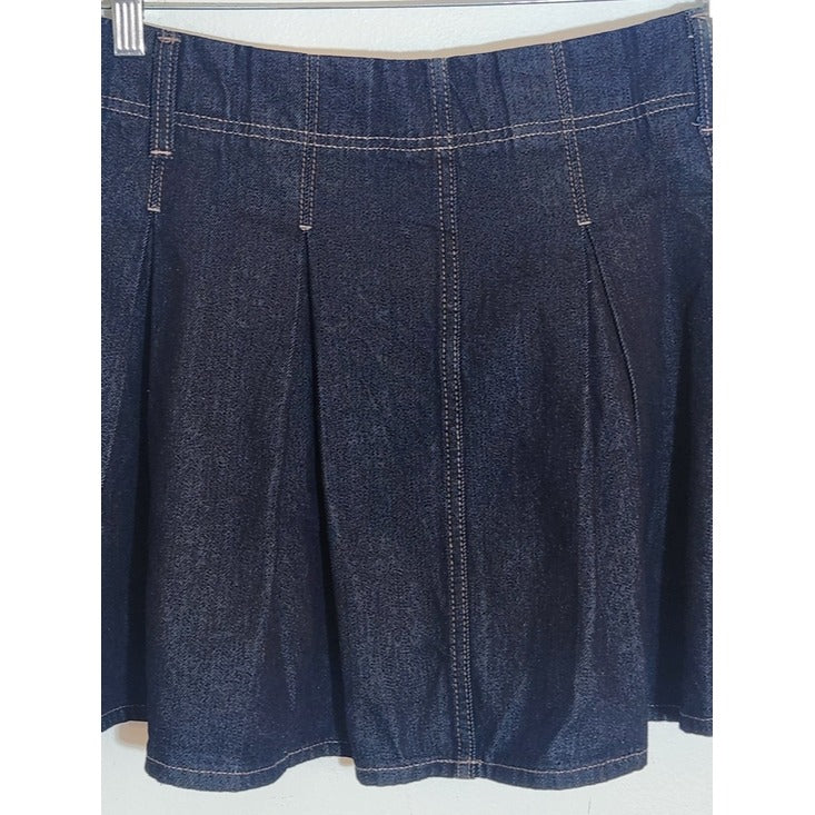 Old Navy High Rise Pleated Denim Mini Skirt Dark Wash Size 6 NWT
