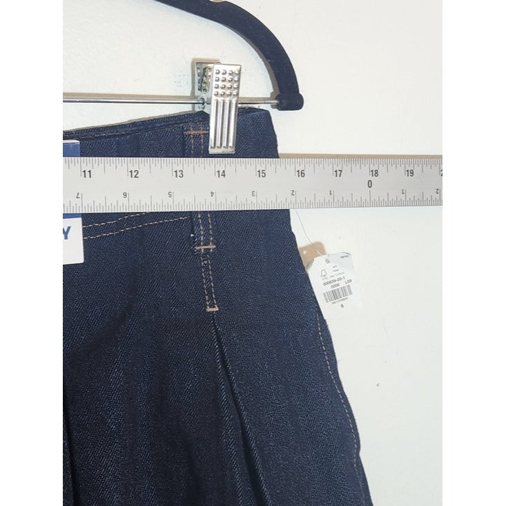Old Navy High Rise Pleated Denim Mini Skirt Dark Wash Size 6 NWT