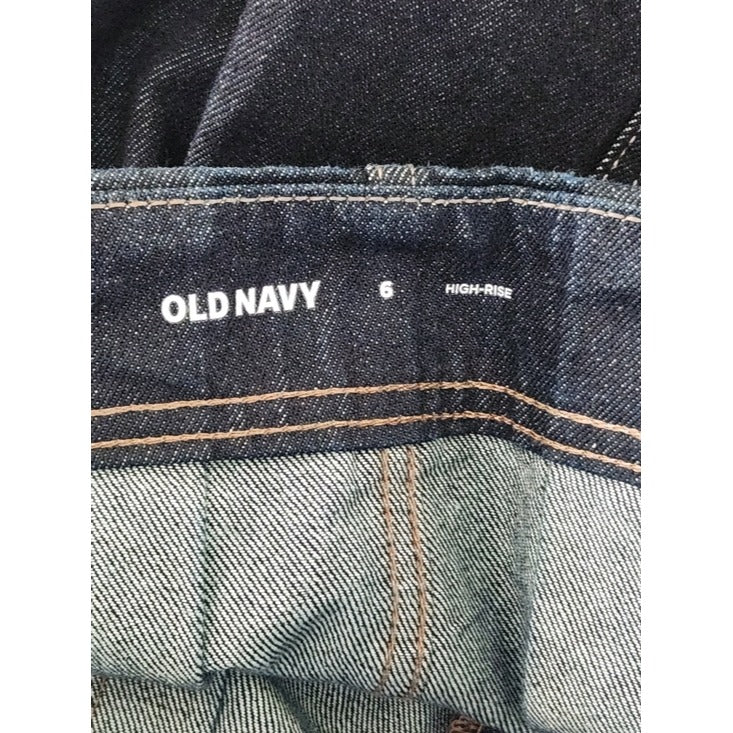 Old Navy High Rise Pleated Denim Mini Skirt Dark Wash Size 6 NWT