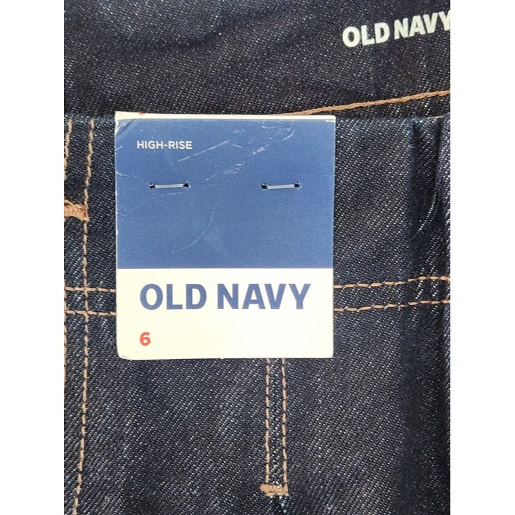 Old Navy High Rise Pleated Denim Mini Skirt Dark Wash Size 6 NWT