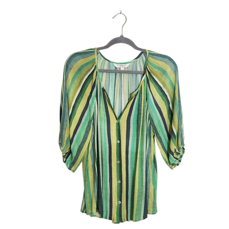 Liverpool Green Striped Button-up Blouse Size Large