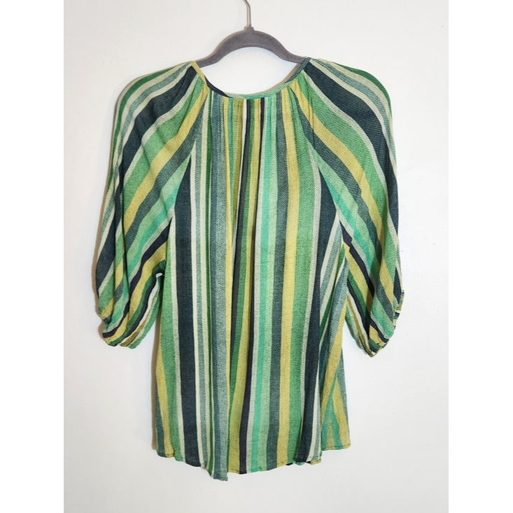 Liverpool Green Striped Button-up Blouse Size Large