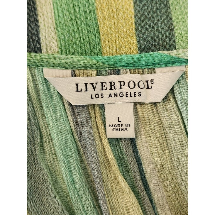 Liverpool Green Striped Button-up Blouse Size Large