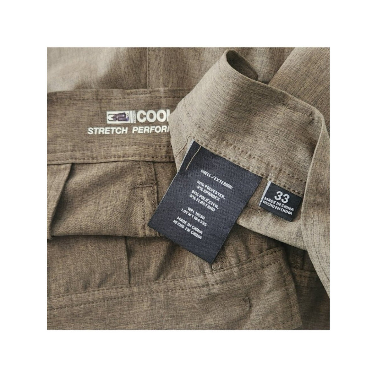 32 Degrees Dark Olive Green Performance Golf Shorts Size 33