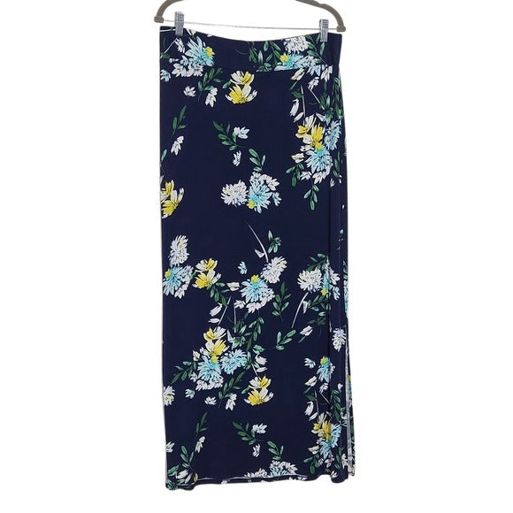 a.n.a Floral Navy Maxi Skirt Size Large Long Boho Floral Skirt
