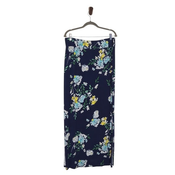 a.n.a Floral Navy Maxi Skirt Size Large Long Boho Floral Skirt