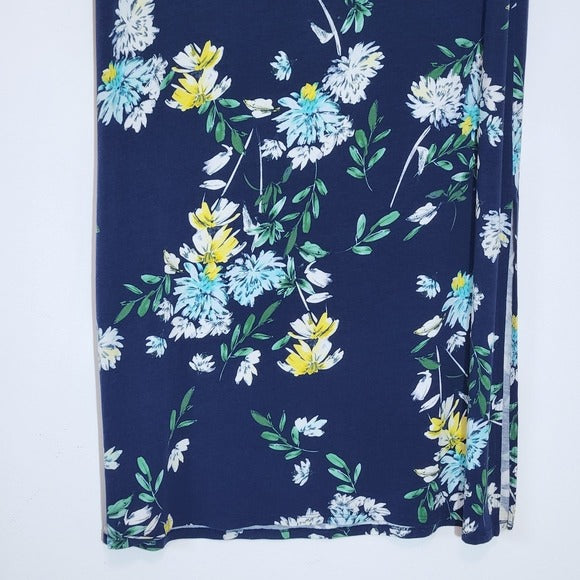 a.n.a Floral Navy Maxi Skirt Size Large Long Boho Floral Skirt