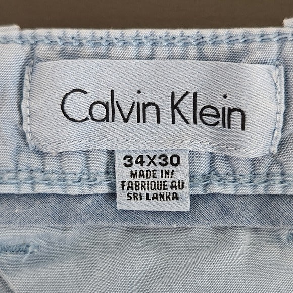 Calvin Klein Men's Blue Straight Leg Chino Pants Size 34 X 30 Blue Men's Pants