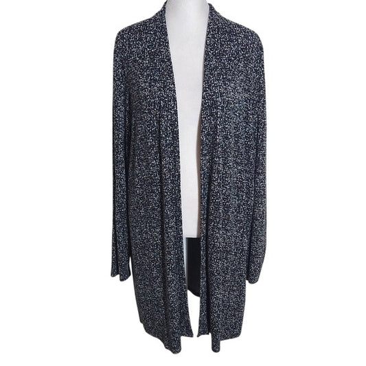 J. Jill Black and White Textured Open Cardigan Size XL