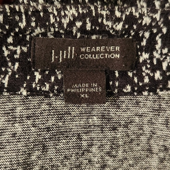 J. Jill Black and White Textured Open Cardigan Size XL