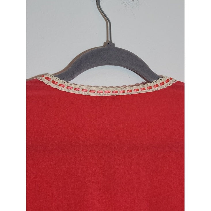 Umgee Coral Pink Mini Dress with Cream Lace Accent Size Large NWT