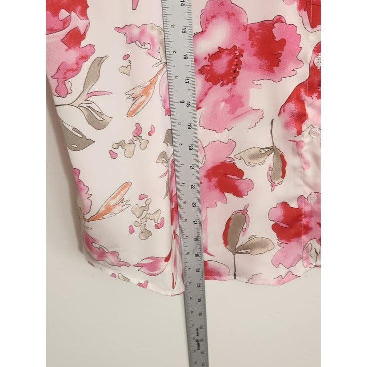 Fashion Nova White and Pink Floral Button-Up Blouse Size 1X