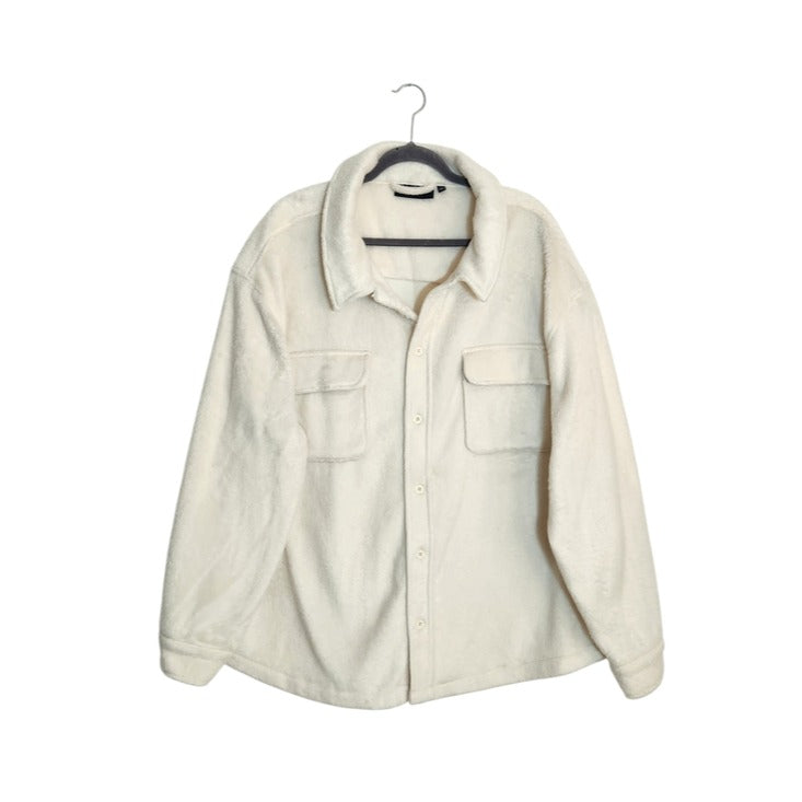 No Boundaries Cream Fuzzy Oversized Shacket Size 2XL