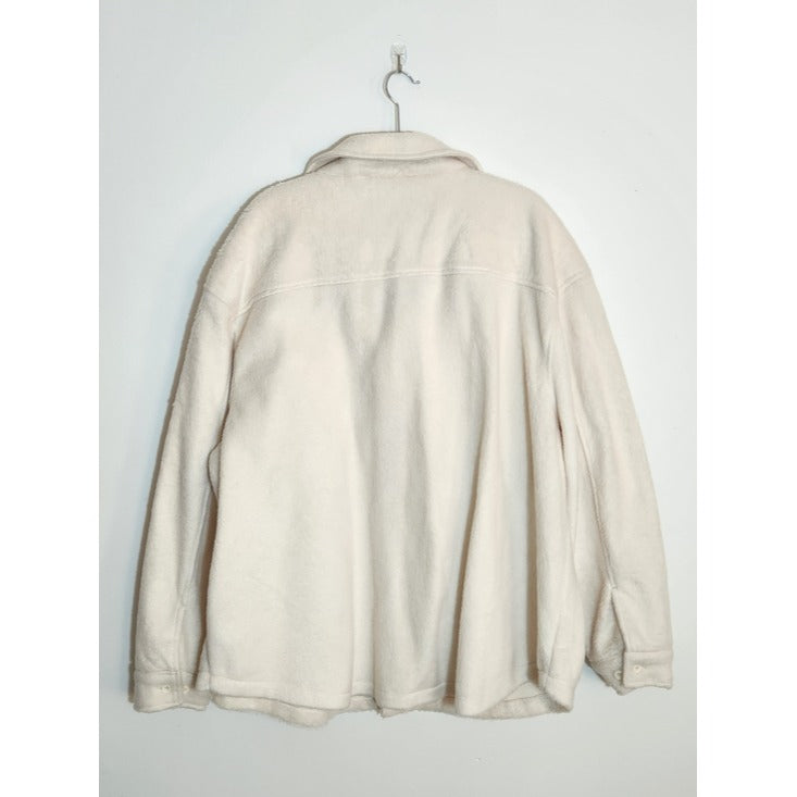 No Boundaries Cream Fuzzy Oversized Shacket Size 2XL