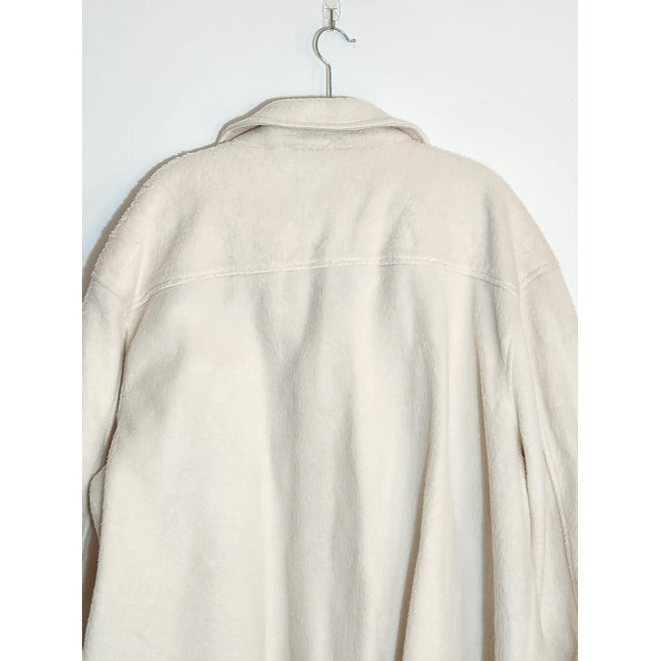 No Boundaries Cream Fuzzy Oversized Shacket Size 2XL