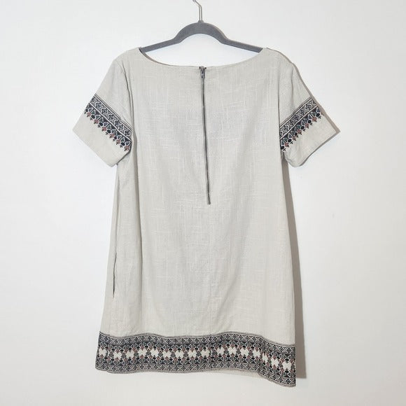 Ella Moss Boho Cream Embroidered Mini Dress Size Large