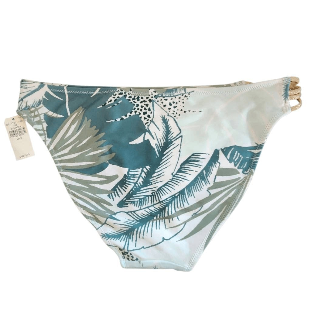 Aerie Green and Gold Print Bikini Bottoms NWT Size Small Full Coverage Bottoms