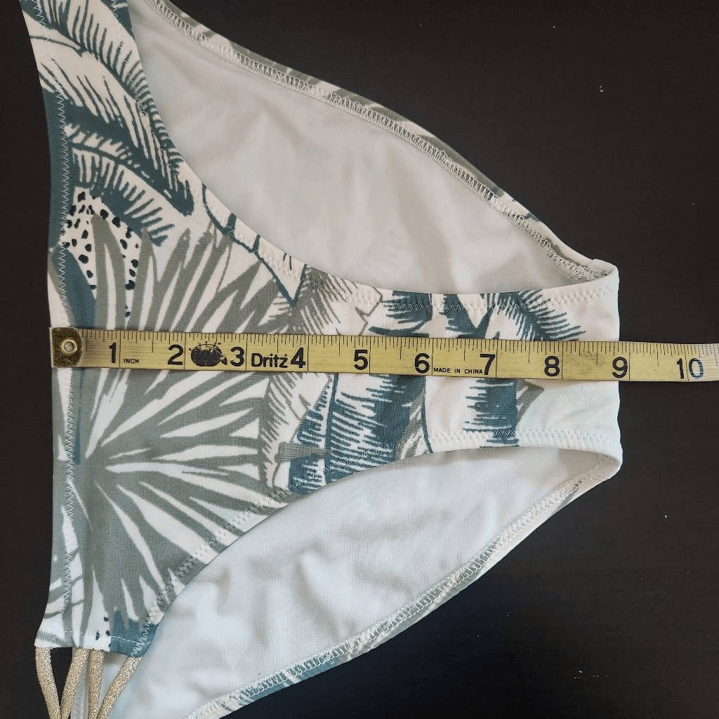 Aerie Green and Gold Print Bikini Bottoms NWT Size Small Full Coverage Bottoms