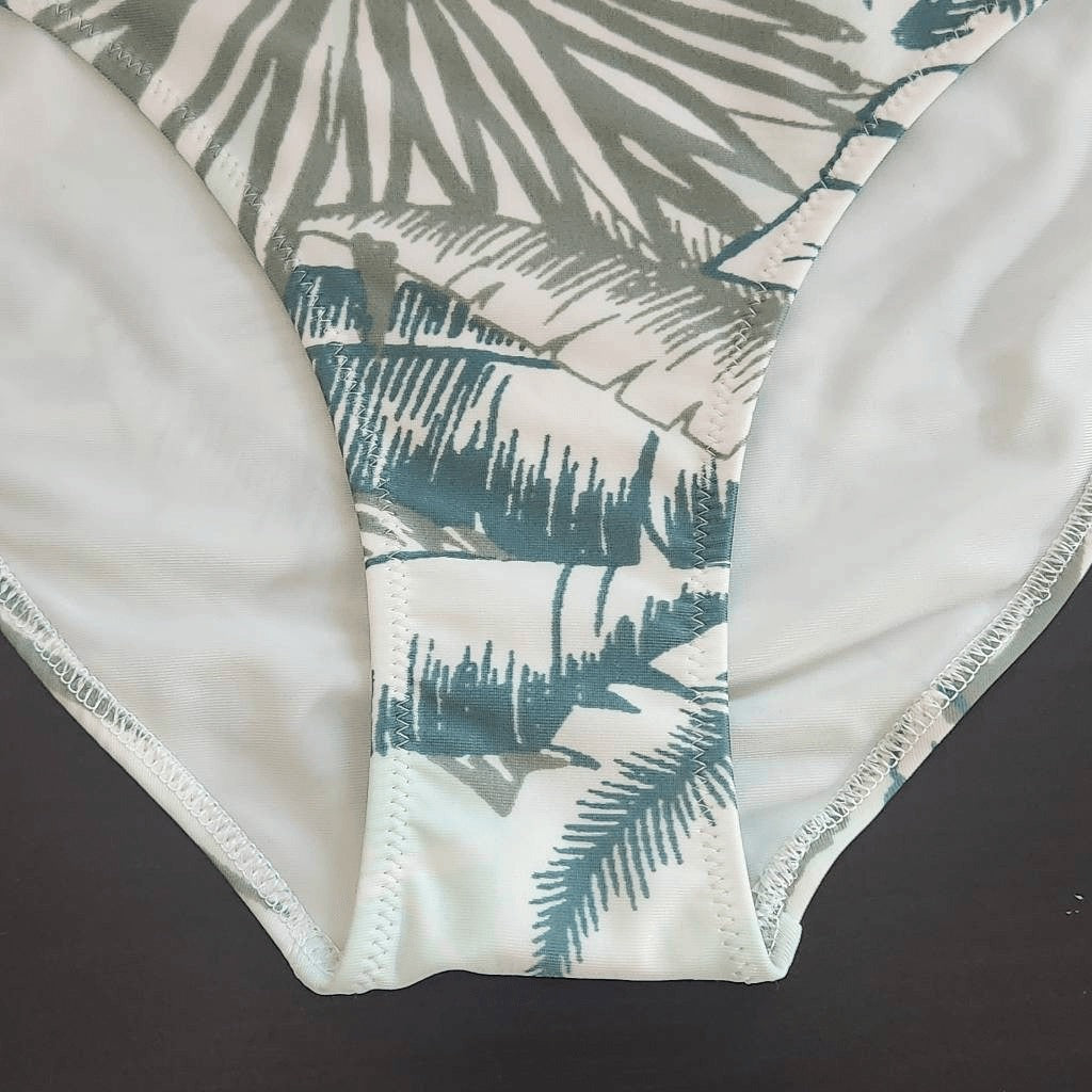 Aerie Green and Gold Print Bikini Bottoms NWT Size Small Full Coverage Bottoms