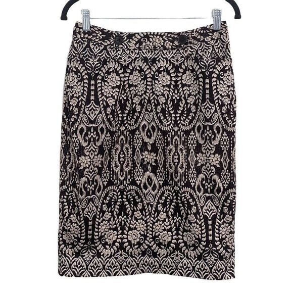 Spiegel Brown and Cream Pencil Skirt Size 4 Brown Straight Skirt