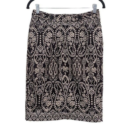 Spiegel Brown and Cream Pencil Skirt Size 4 Brown Straight Skirt