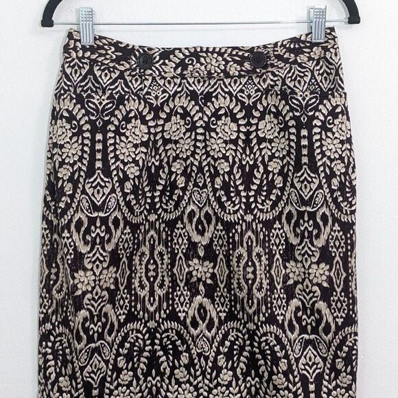 Spiegel Brown and Cream Pencil Skirt Size 4 Brown Straight Skirt