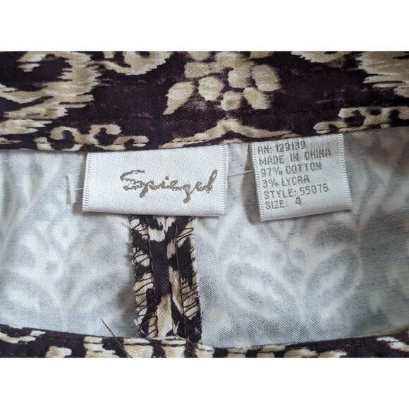 Spiegel Brown and Cream Pencil Skirt Size 4 Brown Straight Skirt