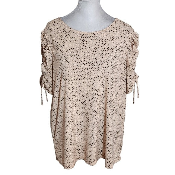Adrianna Papell Pink Polka Dot Blouse Size Large