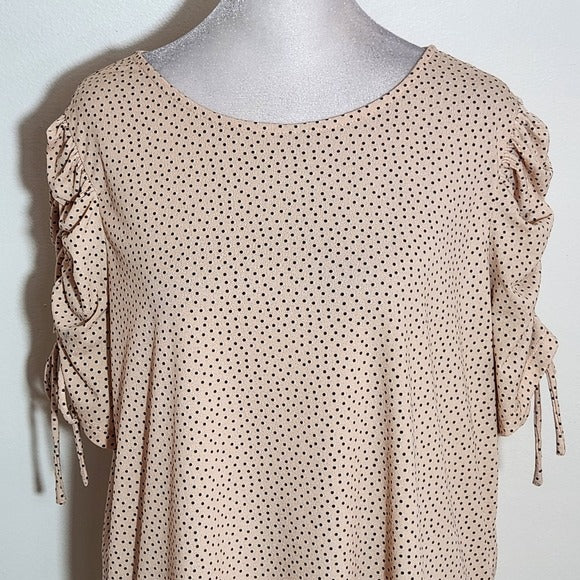 Adrianna Papell Pink Polka Dot Blouse Size Large